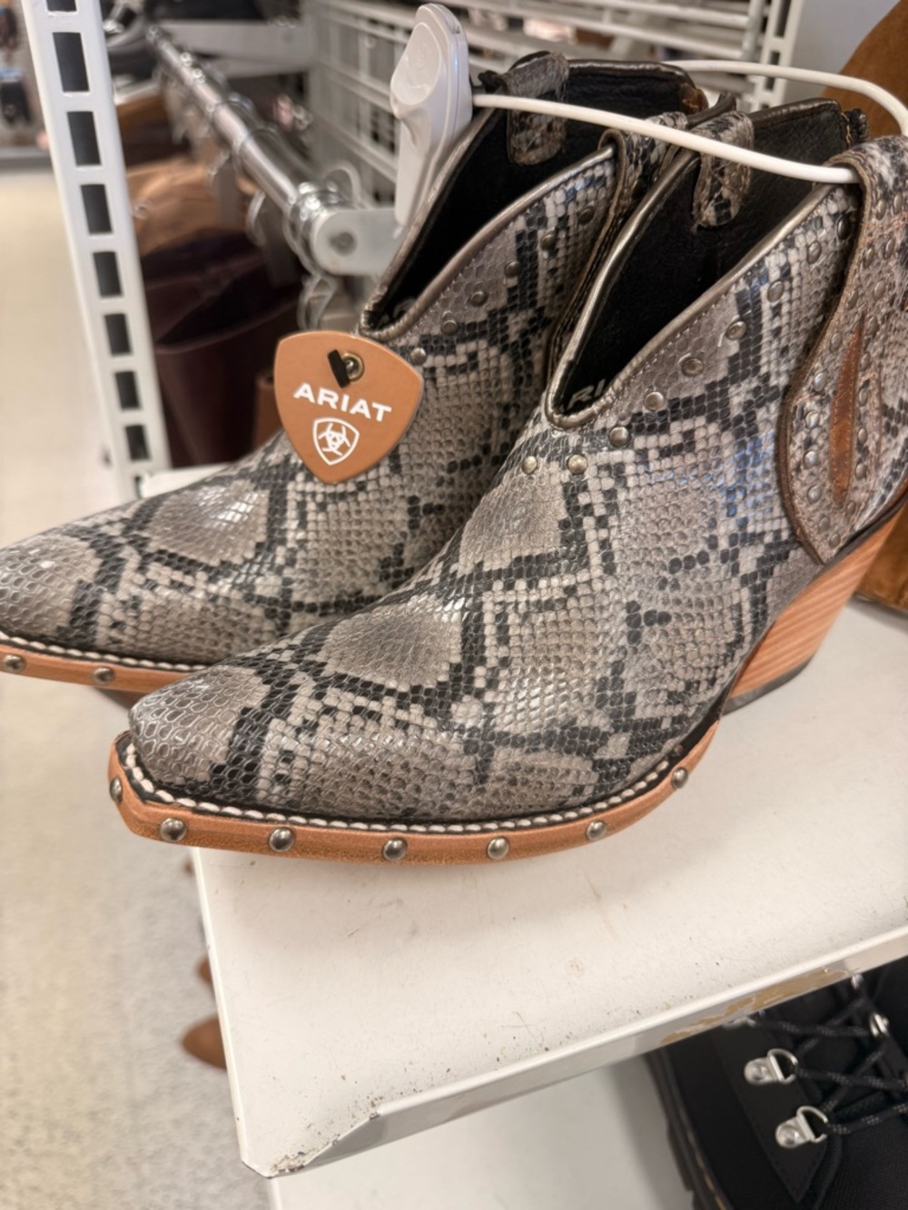 Brand new with tags ariat natural snake skin booties